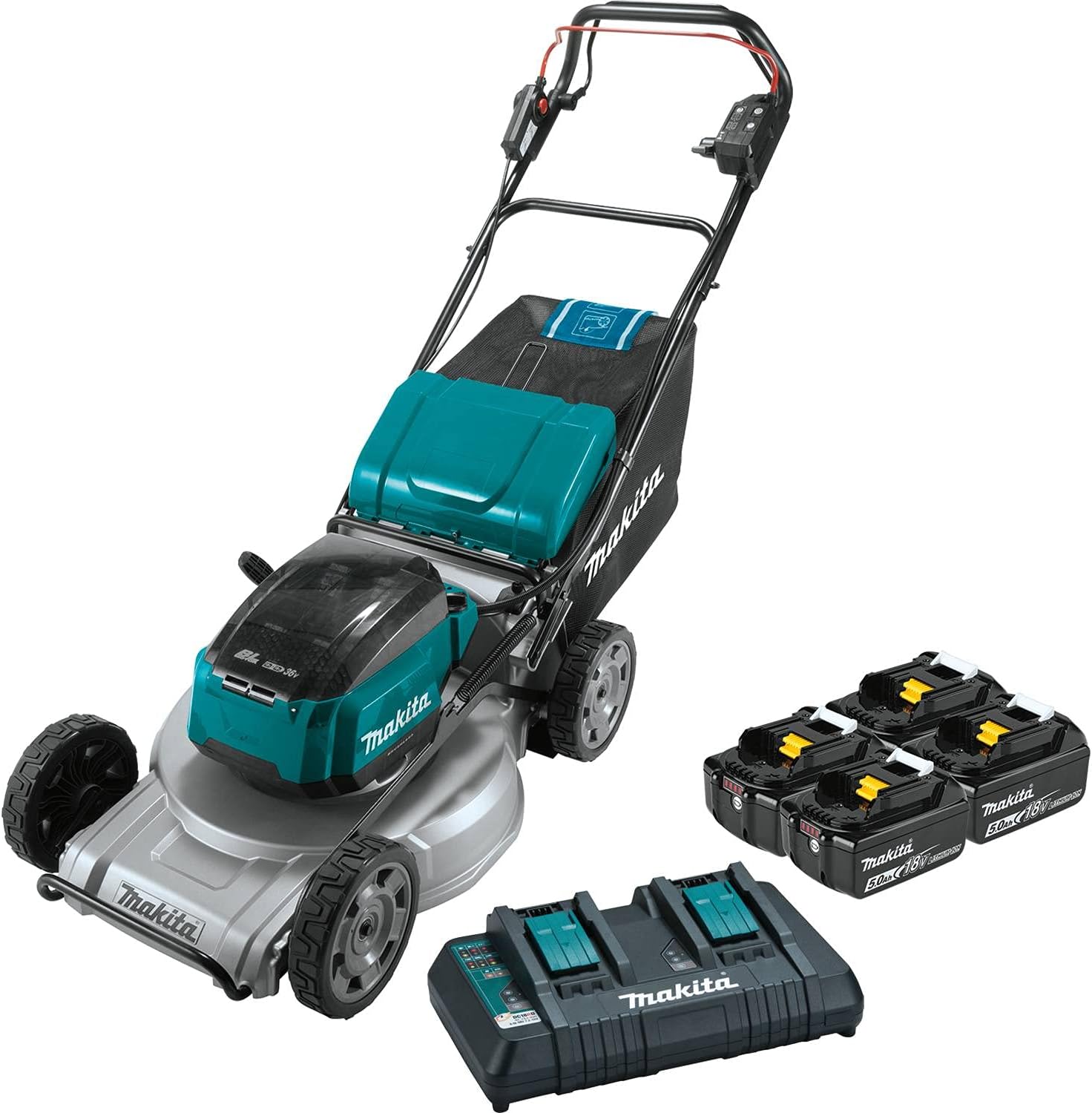 Makita XML09PT1 36V (18V X2) LXT® Brushless 21' Self-Propelled Commercial Lawn Mower Kit with 4 Batteries (5.0Ah)