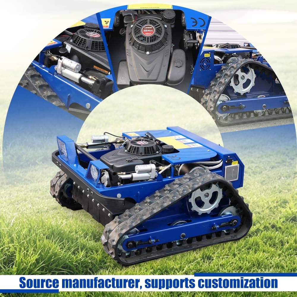Remote-Controlled Lawnmower, 9HP Tracked Lawnmower, 22-Inch Mowing Width, Remote Start/Stop Control, Suitable for Farms, Gardens, Riverbanks, Lawns