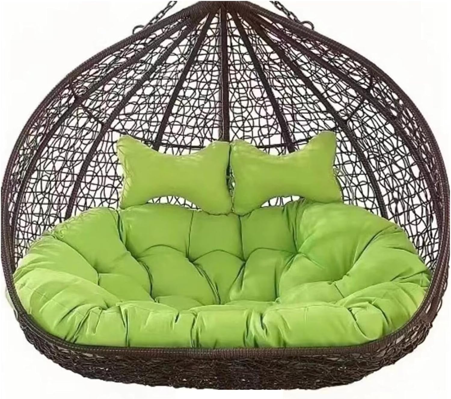 2 Seater Egg Chair Swing Cushion Outdoor, 2 Person Hanging Egg Chair Cushion, Double Hanging Basket Chair Cushion, Hanging Hammock Chair Cushion Replacement (Only Cush(Size:130X110CM,Color:Aqua Green)