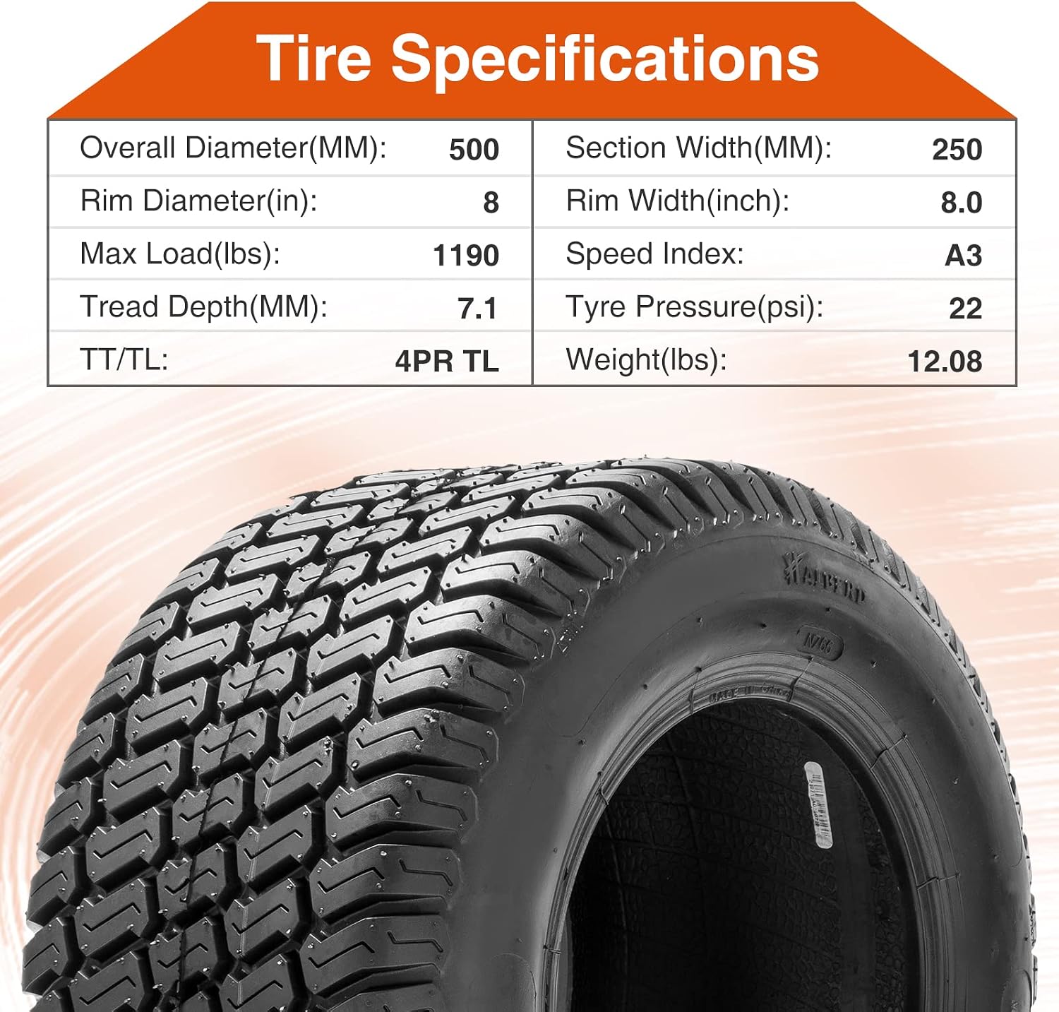HALBERD Set of 2 20x10.00-8 Lawn Mower Tires 4PR Tractor Tires Great Traction for Garden Tractors Riding Mower Golf Cart Excavators
