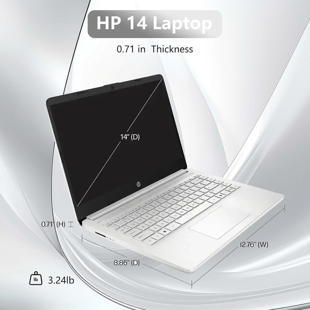 HP 14 Elite Laptop, 16GB RAM, 1.12TB Total Storage (128GB UFS+1TB Cloud), Natural Silver, Office 365, Intel 4-Core, Win11, Copilot AI, 11Hr Battery, Alpacatec Mouse