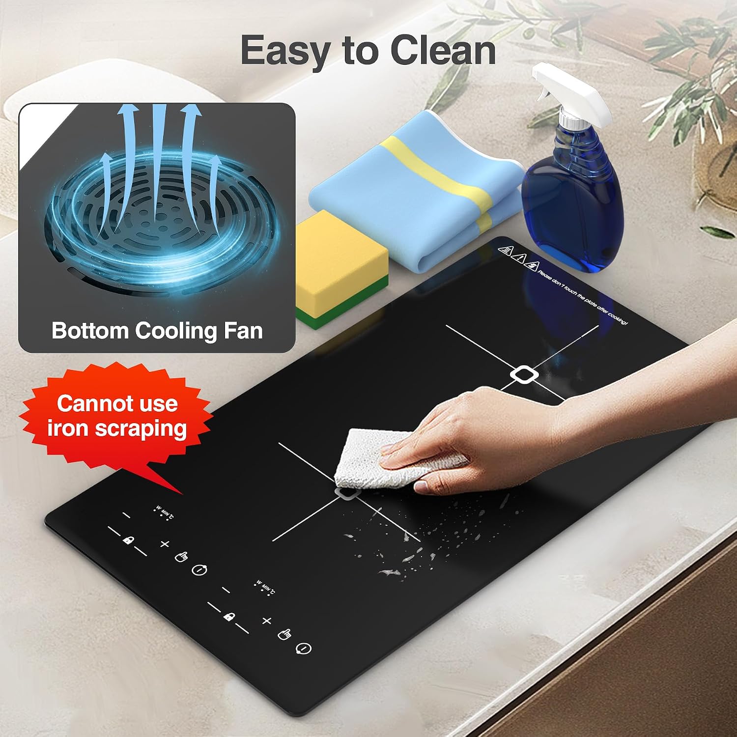 VBGK Double Induction Cooktop, 2300W 110V Portable Induction Cooktop with LED Touch Screen 9 Levels Settings,Electric cooktop with Child Safety Lock & Timer 2 burner