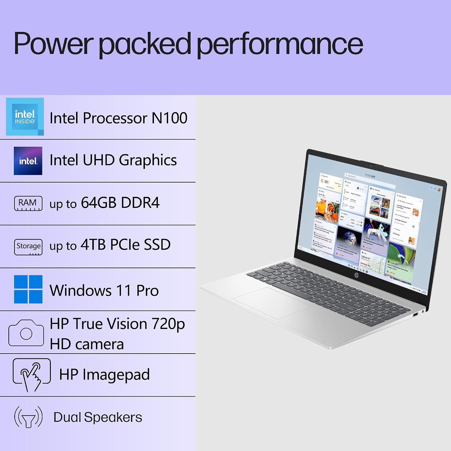 HP 15.6' FHD Laptop Computer for College Student Home Study, 4GB DDR4 RAM, 256GB PCIe SSD, Intel CPU (Beat i3-1115G4), WiFi 6E, Bluetooth 5.3, Type-C, Webcam, Numeric Keypad, Silver, Windows 11 Pro