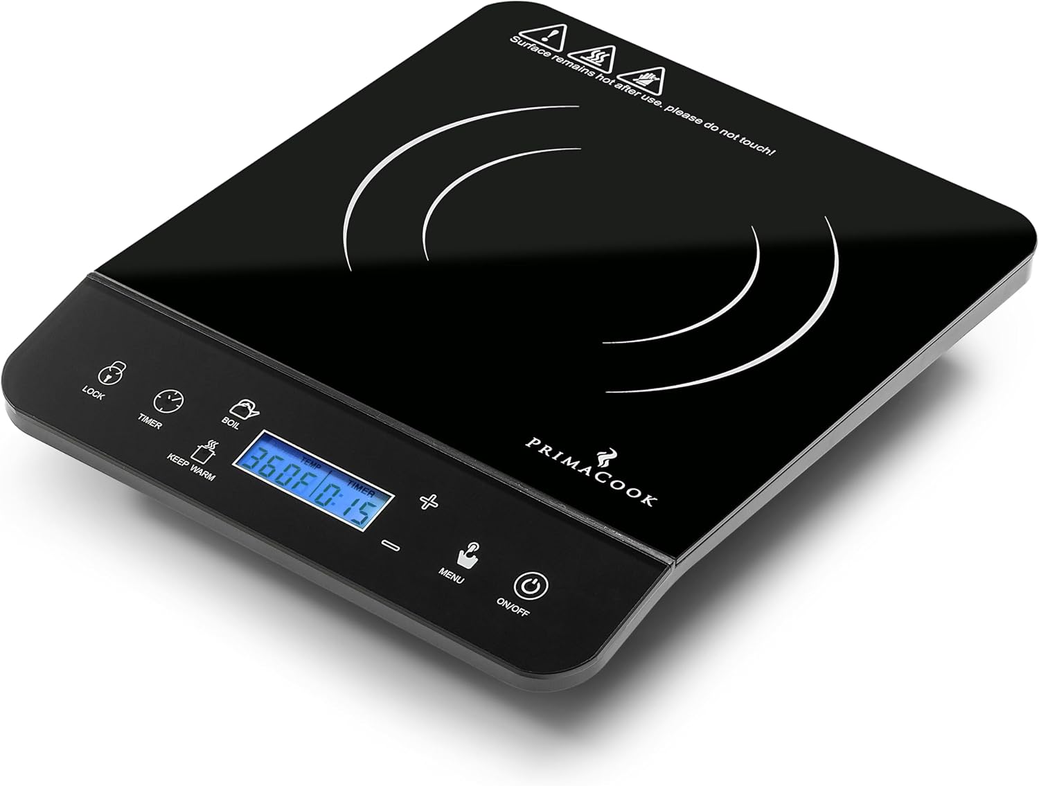 1800W Portable Induction Cooktop Burner – 20 Temperature Settings, 18 Power Levels, 10-Hour Timer – Countertop Electric Hot Plate for RV, Canning, Dorm, Kitchen – Child Safety Lock (Black)
