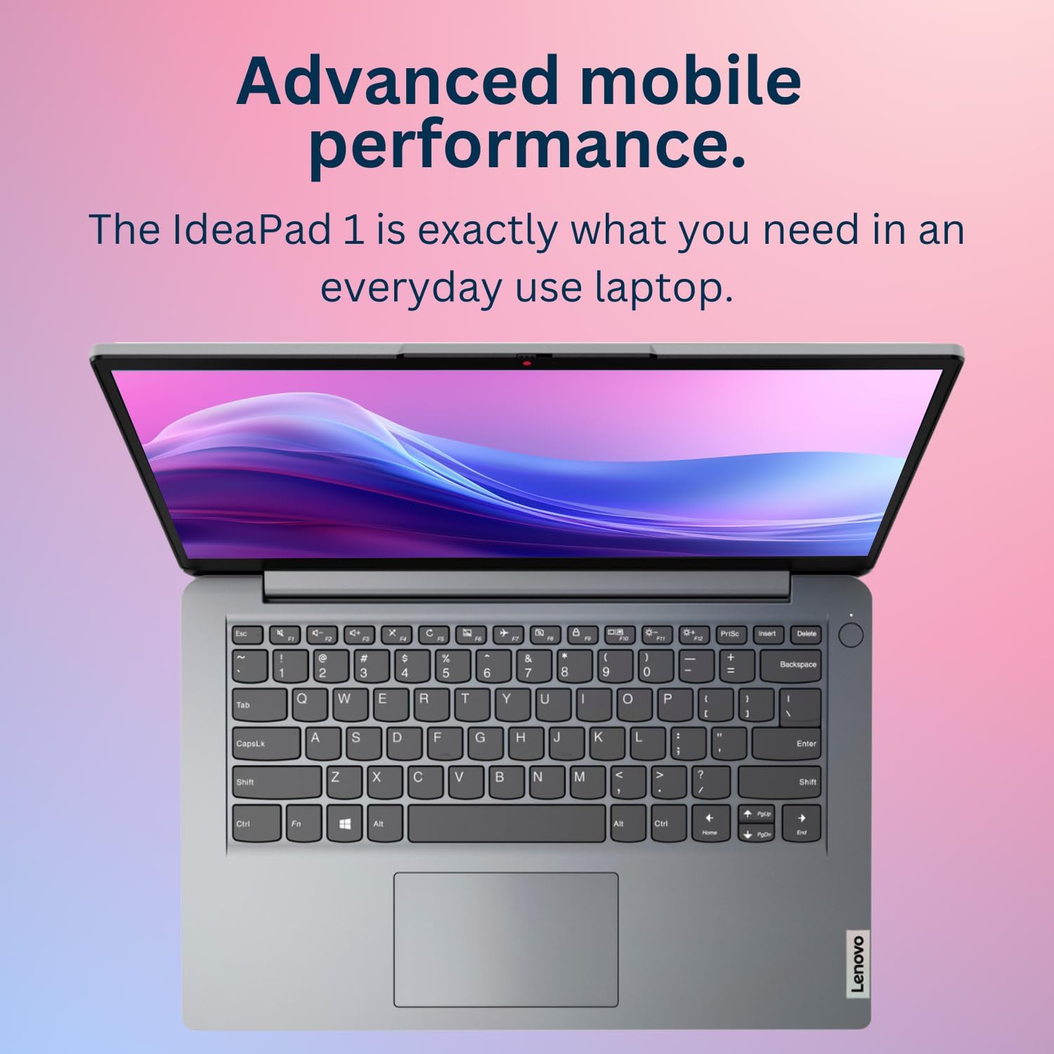Lenovo IdeaPad 1 Laptop, 14' HD Screen, Intel Celeron N4020, 4GB RAM, 128GB eMMC, Webcam, Wi-Fi 6, Windwos 11 Home, Grey