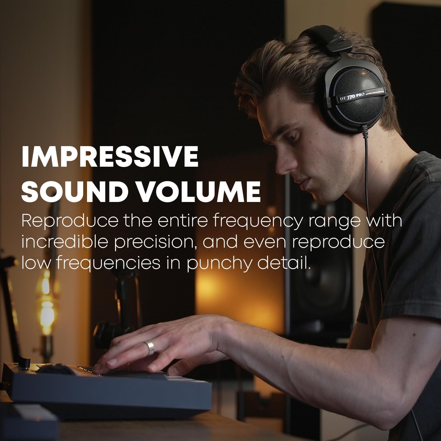 beyerdynamic DT 770 PRO, 250 Ohm, Closed Back, Over Ear, Wired Professional Studio Headphones, Audio Monitors, Audiophile, 3m Coiled Cable, Black with Limited Edition Black Velour Ear Pads