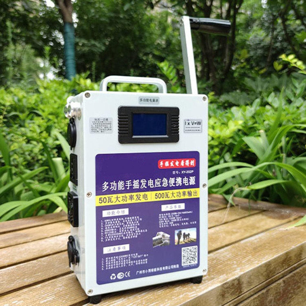 150W/500W Crank Generator, Camping Hand Crank Generator for Mobile Phone, Portable Power Station with 220V Outlets DC12V USB5V Emergency Power Supply,500W-220V