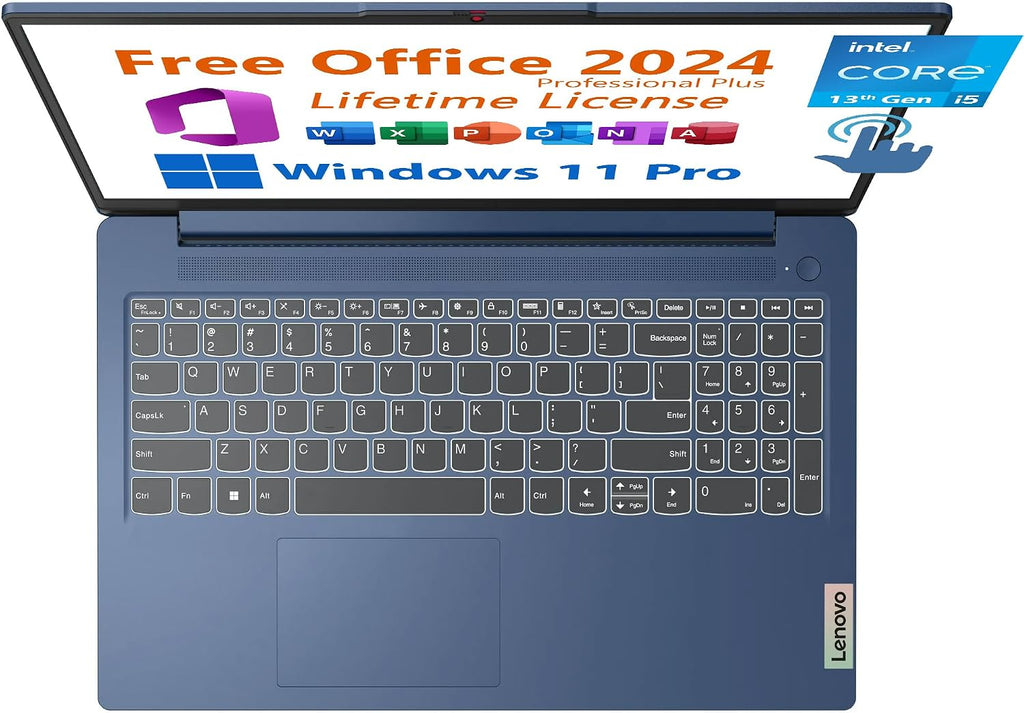 Lenovo 15.6' Laptop, Free Microsoft Office 2024 with Lifetime License, FHD Touchscreen, Intel 10-Core i5-1335U 4.6 GHz, 8GB RAM, 1TB SSD, WiFi 6, 7 hrs Battery Life, Windows 11 Pro, Toree Earbuds