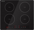Empava 24 Inch Electric Induction Cooktop, 4 Burner Built-In Smooth Glass Stove Top with Power Boost, Touch Control, Timer, Child Lock, Residual Heat Indicator, Hardwired