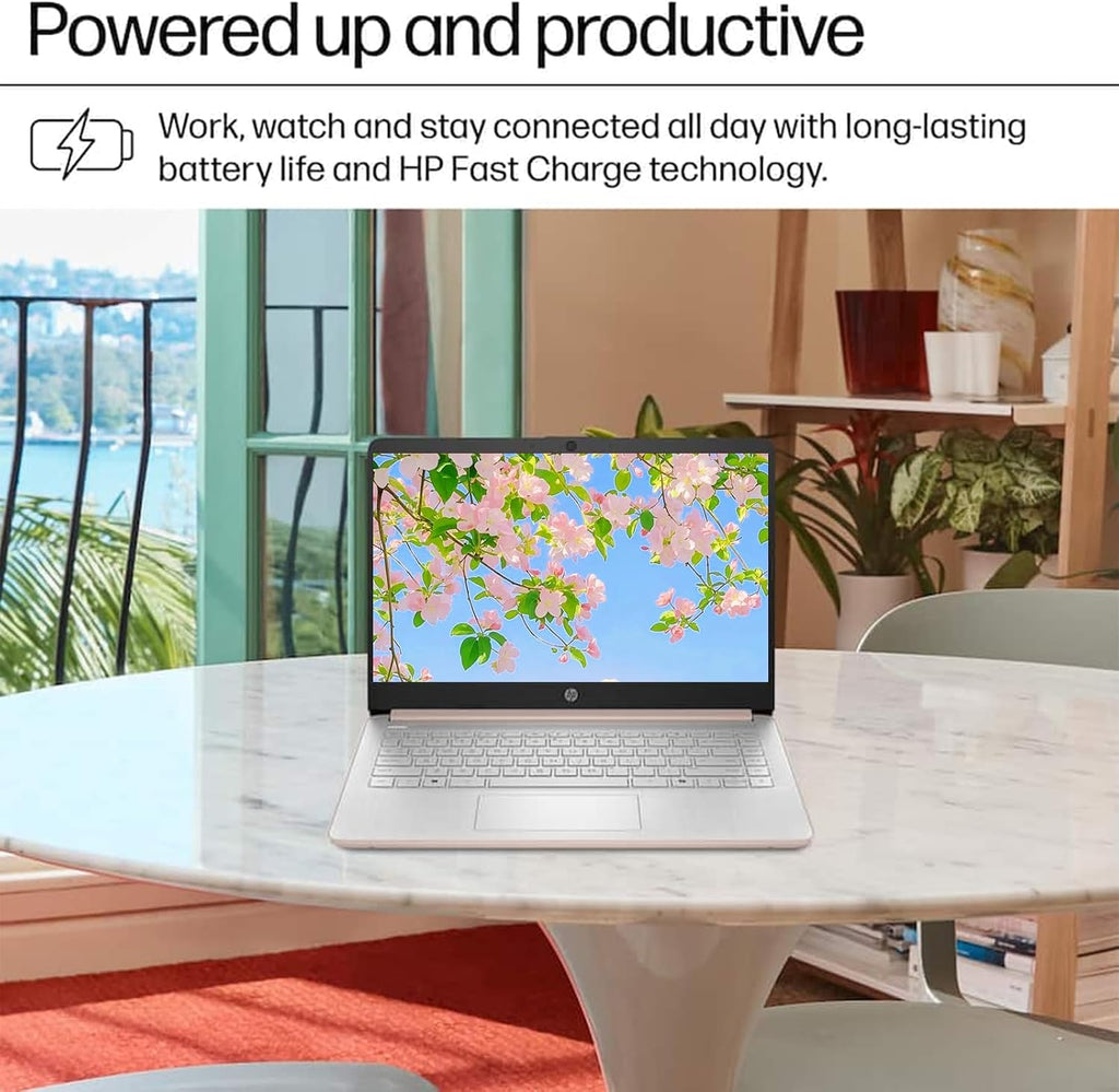 HP 14' HD Student Business Laptop, Intel Quad-Core N150, 8GB RAM, 192GB Storage, (128GB eMMC+64GB SD Card), 1 Year Office 365, Slim Design, Webcam, HDMI, Bluetooth, WiFi, Win 11, Rose Gold
