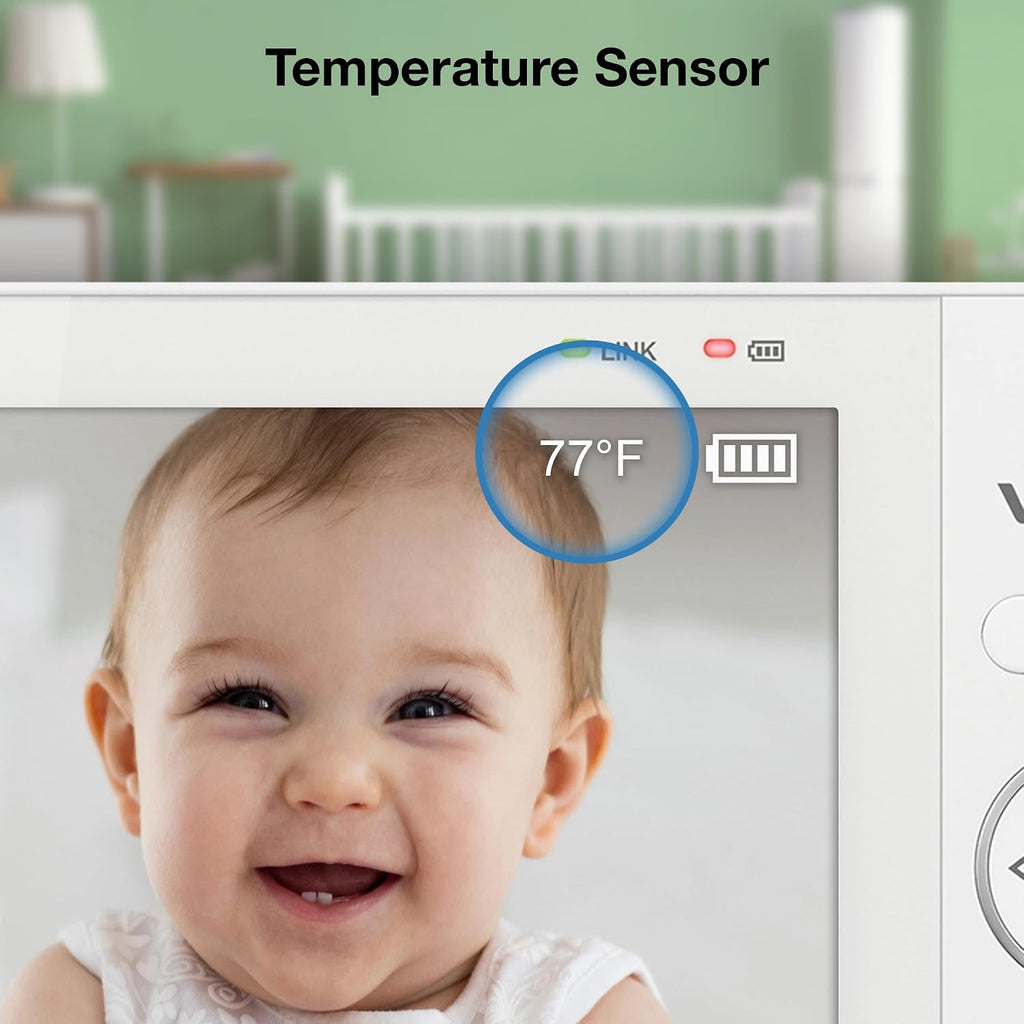 VTech 2-Cameras Video Baby Monitor with 7' Color LCD Screen, Rechargeable Battery, Video and Audio Streaming, Pan-Tilt-Zoom, Touch Multi-Color Night Light, Two-Way Talk: Advanced Max Twin (Green)
