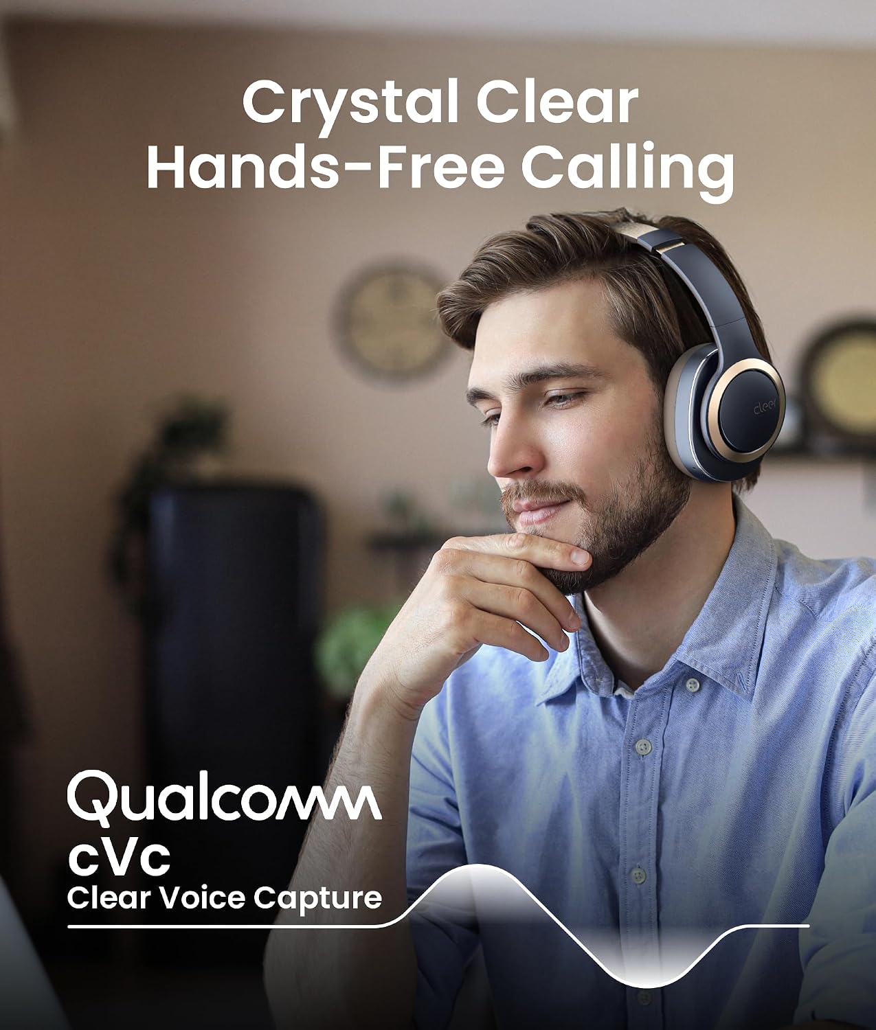 Cleer Enduro ANC Noise Cancelling Over the Ear Bluetooth Headphones with Mic, 60 Hrs Playtime, Noise Canceling, Ambient EQ Modes, Hi-Res Audio, Deep Bass, Multi-Point Connect, Bluetooth 5.0, Dark Navy