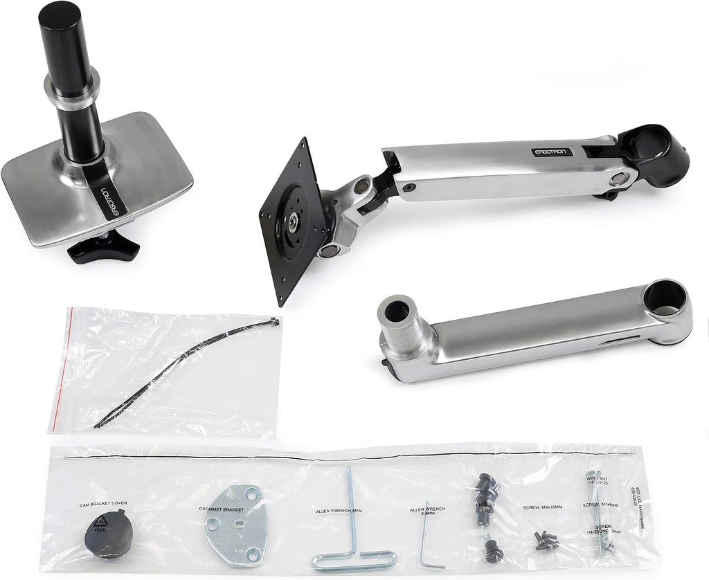 Ergotron – LX Monitor Arm, Single Monitor Desk Mount – fits Flat Curved Ultrawide Computer Monitors up to 34 Inches, 7 to 25 lbs, VESA 75x75mm or 100x100mm – Polished Aluminum