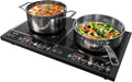 Sunvivi Portable Induction Cooktop: 2 Burners in 1, Commercial-Grade Electric Countertop Stove with LED Touchscreen, 8 Power Levels & Precise Temp Control (176°F-518°F), Independent Timer, Black