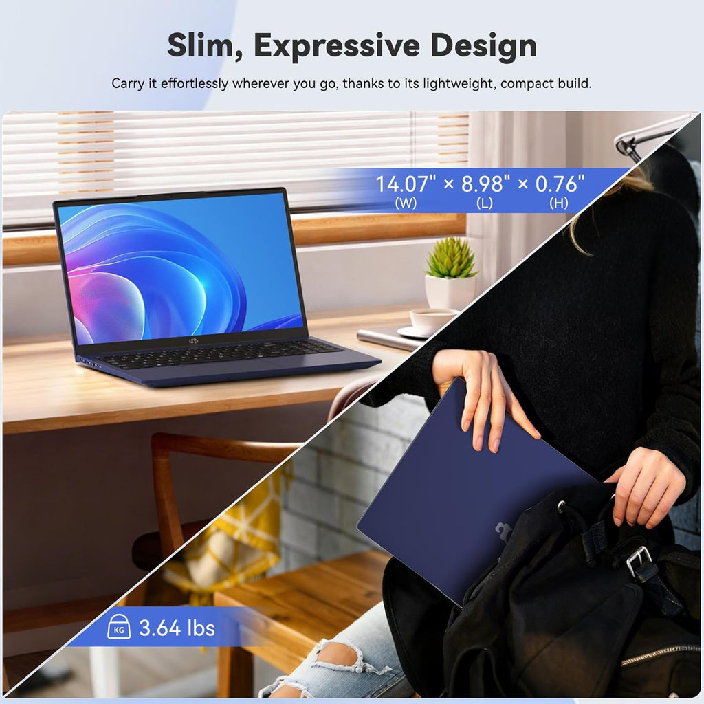 NIMO Laptop 15.6' IPS FHD, Intel 6-Core i3-1215U (Matches i7-1165G7, Beats i5-1135G7,R5-7520U), 8GB RAM, 128GB SSD, 65W Type-C, Backlit Keyboard, Fingerprint, Wi-Fi 6, for Home, Student & Business