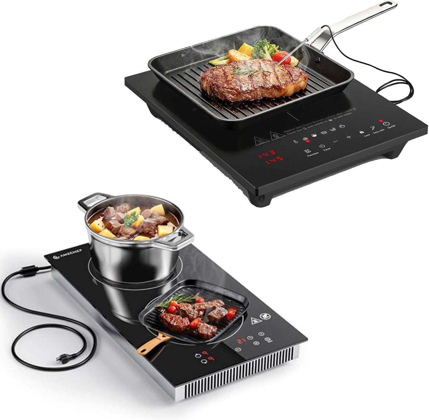 AMZCHEF Induction Cooktop 2 Burners & AMZCHEF Portable-Induction-Cooktop