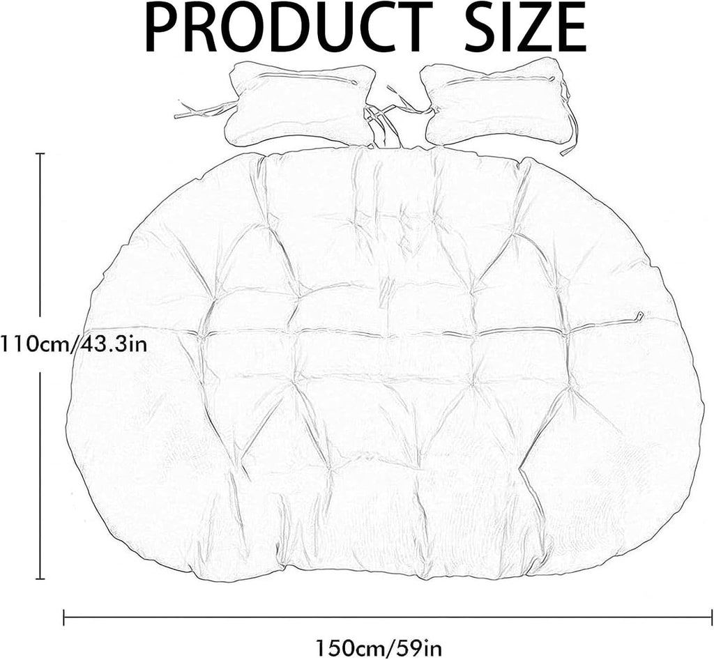 Egg Chair Swing Cushion, 2 Person Hanging Egg Chair Cushion Replacement, Double Hanging Basket Chair Cushion, Hanging Hammock Chair Cushion(K,150 * 110cm/59 * 43in)