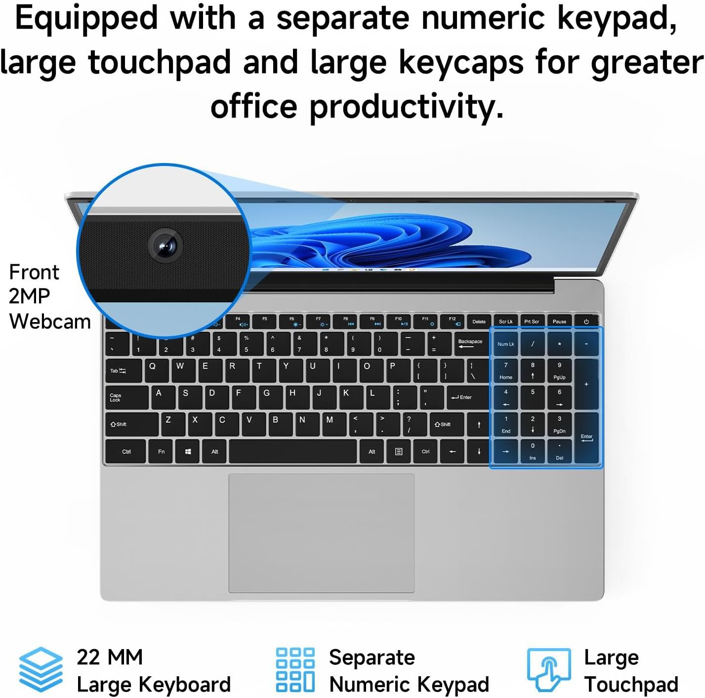 jumper 15.6' Windows 11 Laptop, 5205U Processor 1.9GHz, 12GB RAM 640GB Storage, 1 Year Office 365, HDMI, WiFi 5, USB 3.0 Type-C, Full HD Display Laptop with Numeric Keyboard for Business Student