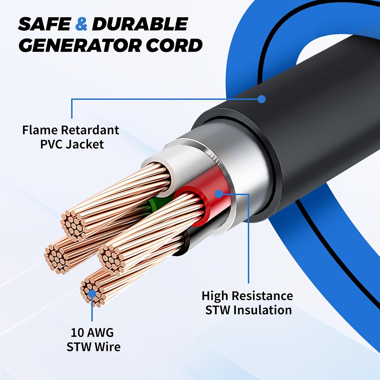 100FT 30 Amp Generator Cord, 4 Prong NEMA L14-30P/L14-30R Generator Extention Cord, Twist Lock Heavy Duty 10 Gauge Outdoor Extension Cable for RV Camper and Generator to House, ETL Listed