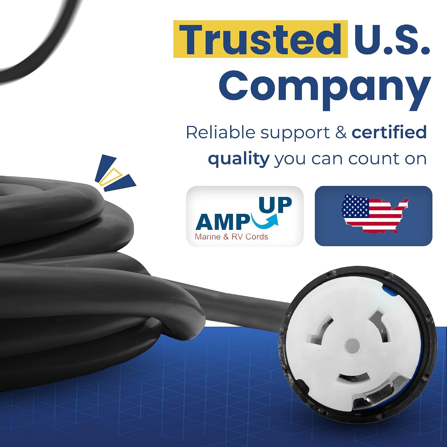 Amp Up 50 Amp Generator NEMA 14-50 Power Extension Cord, 25ft Heavy Duty 50amp Generator Power & 50amp Extension Cord, NEMA SS2-50 Twist Lock with Indicator Light & ETL Listed from US Company