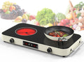 GIHETKUT Electric Cooktop, 2200W 110V Electric burner, Electric Stove Top with 2 Handle, 2 Burner Electric Cooktop with 9 Power Settings,Knob Control Child Safety Lock & Timer.