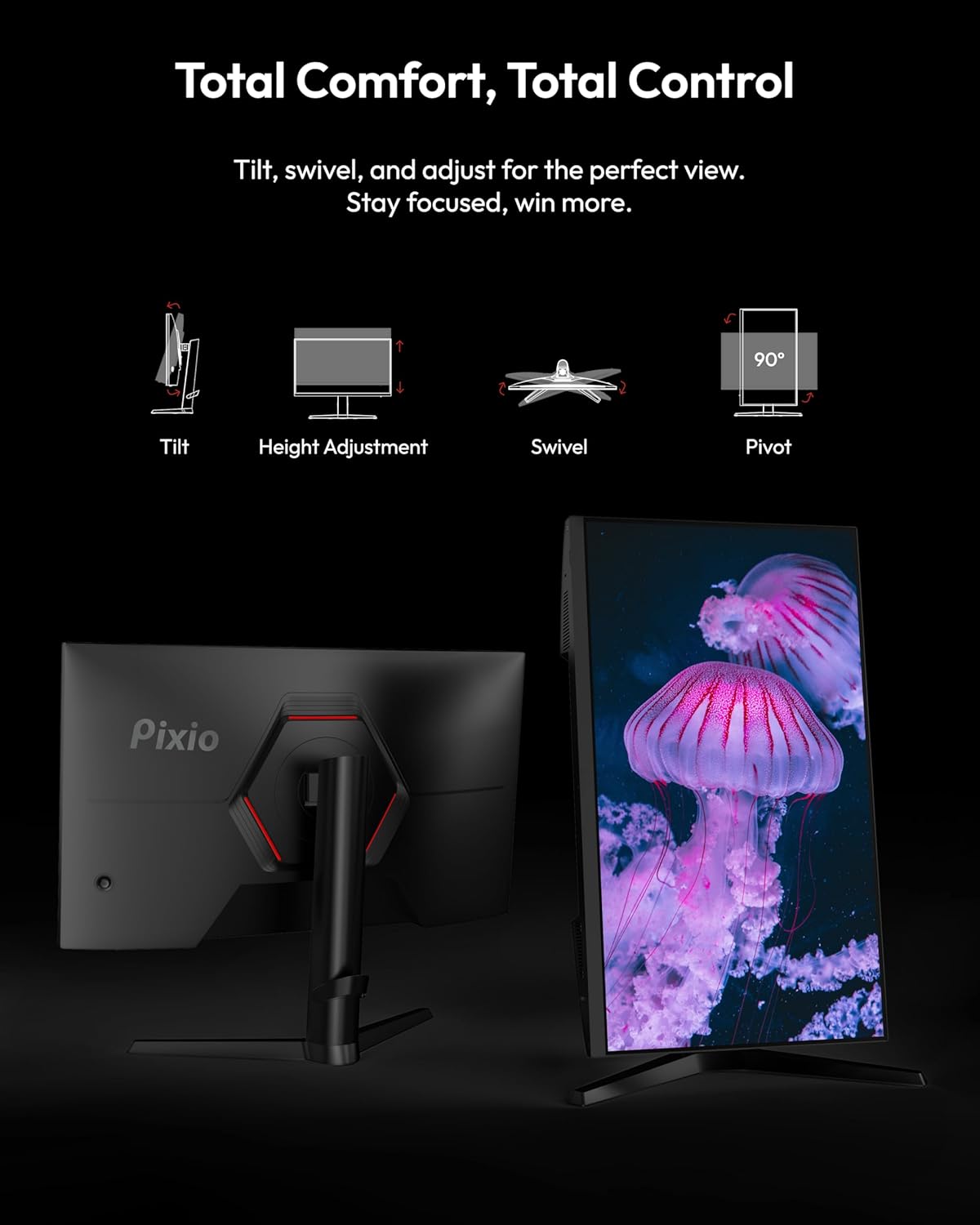 Pixio PX279 Prime Neo 27 inch 240Hz Refresh Rate FHD 1080p Resolution Fast IPS Panel 1ms GTG Response Time Gaming Monitor with Adaptive Sync and Fully Adjustable Stand