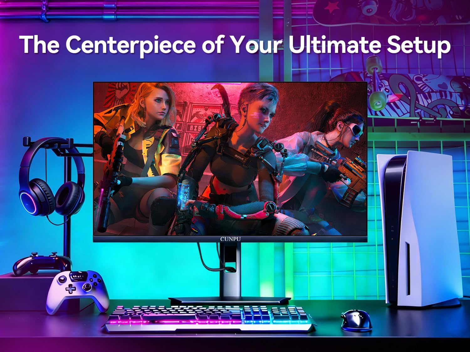 CUNPU 27' 4K 160Hz Ultimate Gaming Monitor, UHD Fast IPS 1ms, G-Sync Compatible & FreeSync, 99% DCI-P3, HDR400, HDMI 2.1 for PS5/Xbox 4K 120Hz, Full Ergonomic Stand