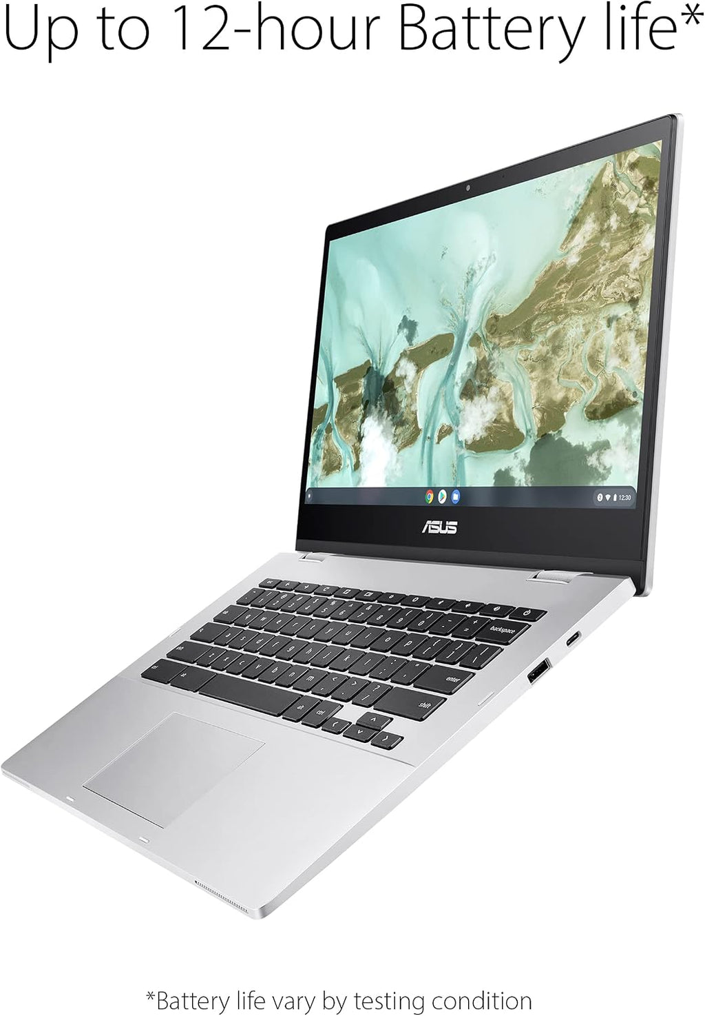 ASUS Chromebook CX1, 14' FHD, Intel® Celeron N4500 Processor, 64GB Storage, 4GB RAM, ChromeOS, Transparent Silver, CX1400CKA-AS44F