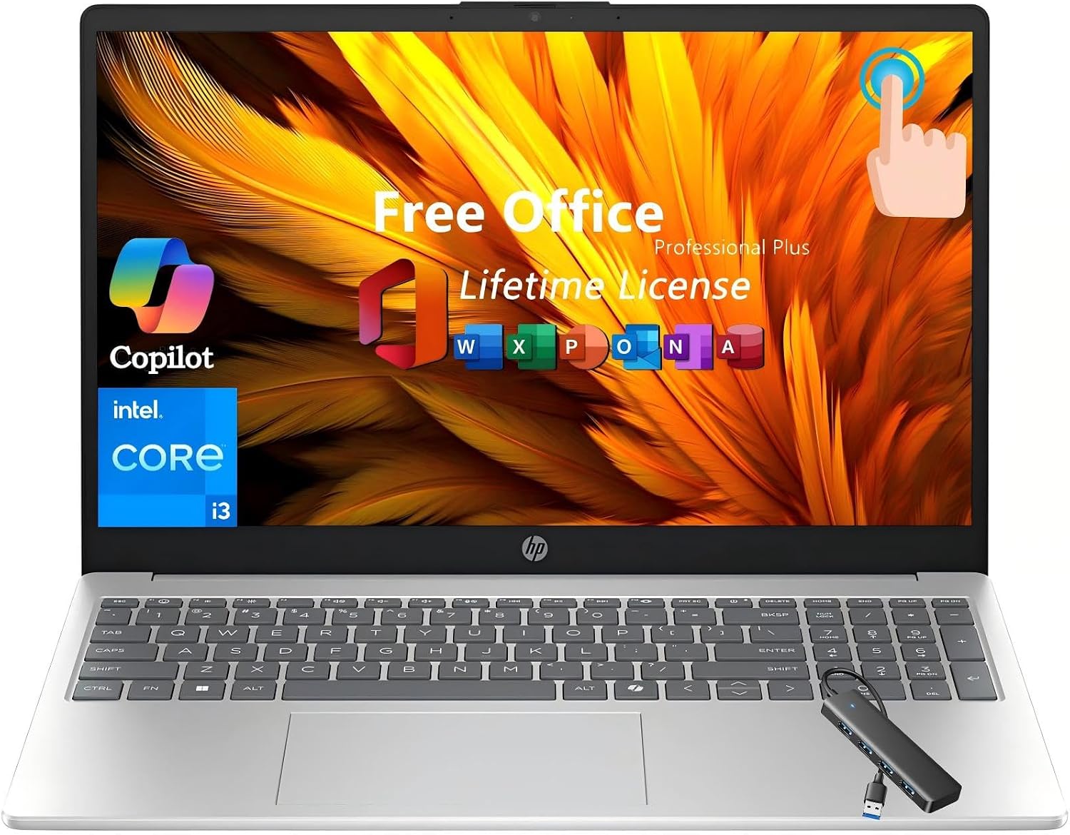 HP 2025 New Touchscreen Laptop Computer, Intel 13th Core i3-1315U(Up to 4.5GHz), 15.6' HD Touch Display, 32GB RAM, 1TB SSD, Wi-Fi 6E, Business & Student, Copilot, Office Lifetime License & Win11 Pro