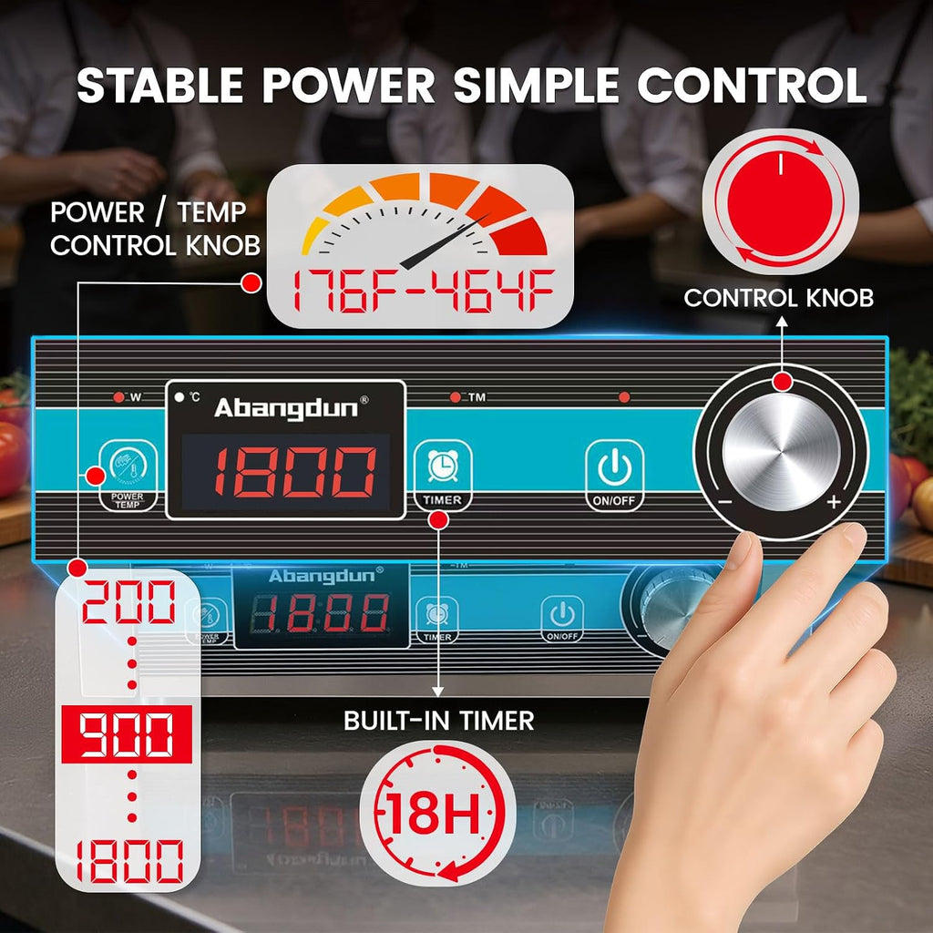 Commercial Grade Countertop Burner 1800 W /120V Commercial Induction Cooktop 9.25-Inch Heating Coil Hot Plate for home kitchens, apartments, small restaurants