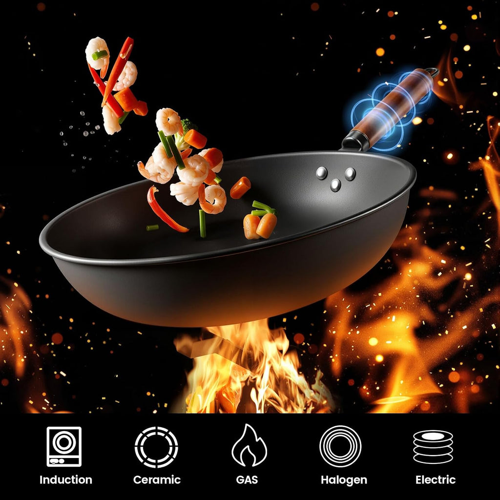 1700W Concave Induction Wok Cooktop,9.25-Inch Coi,Non-Pulse Continuous Heating, Professional Countertop Wok Burner Stove for Stir Fry Cooking