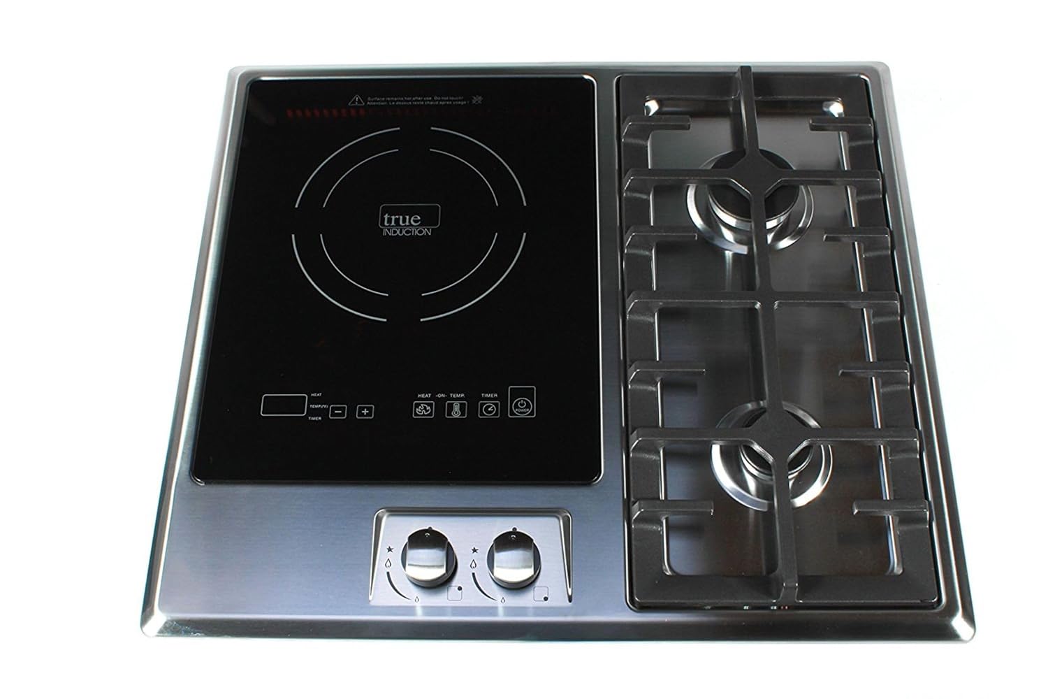 TI-1+2B 23 inch Built-In Single Induction + 2 Gas Burner Combination Cooktop, UL858 Certified
