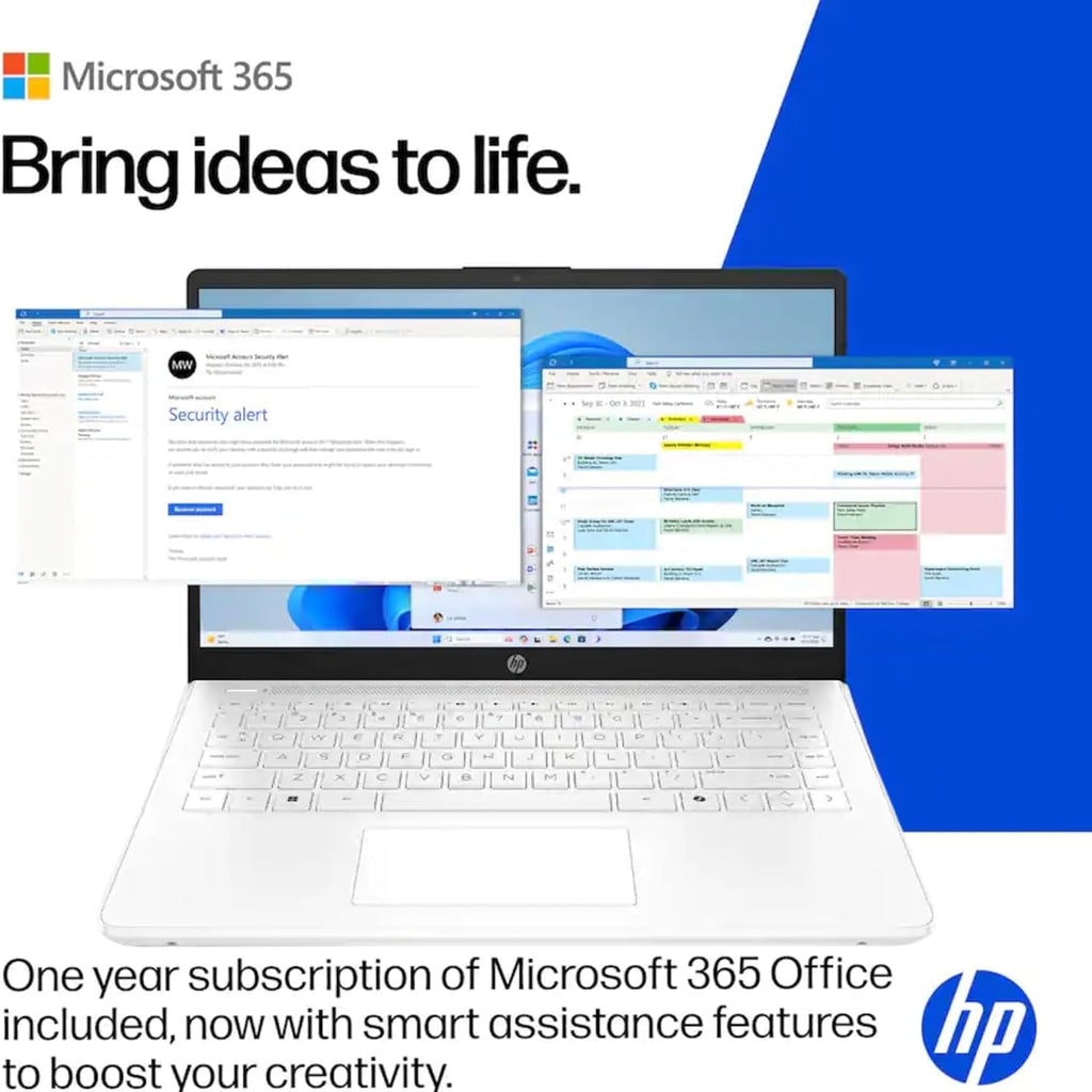 HP Everyday Laptop | Office 365 | Intel Quad-Core Processor | 11.5 HRs Battery | 64GB SSD, 8GB RAM | Copilot AI Windows 11 w/o Mouse