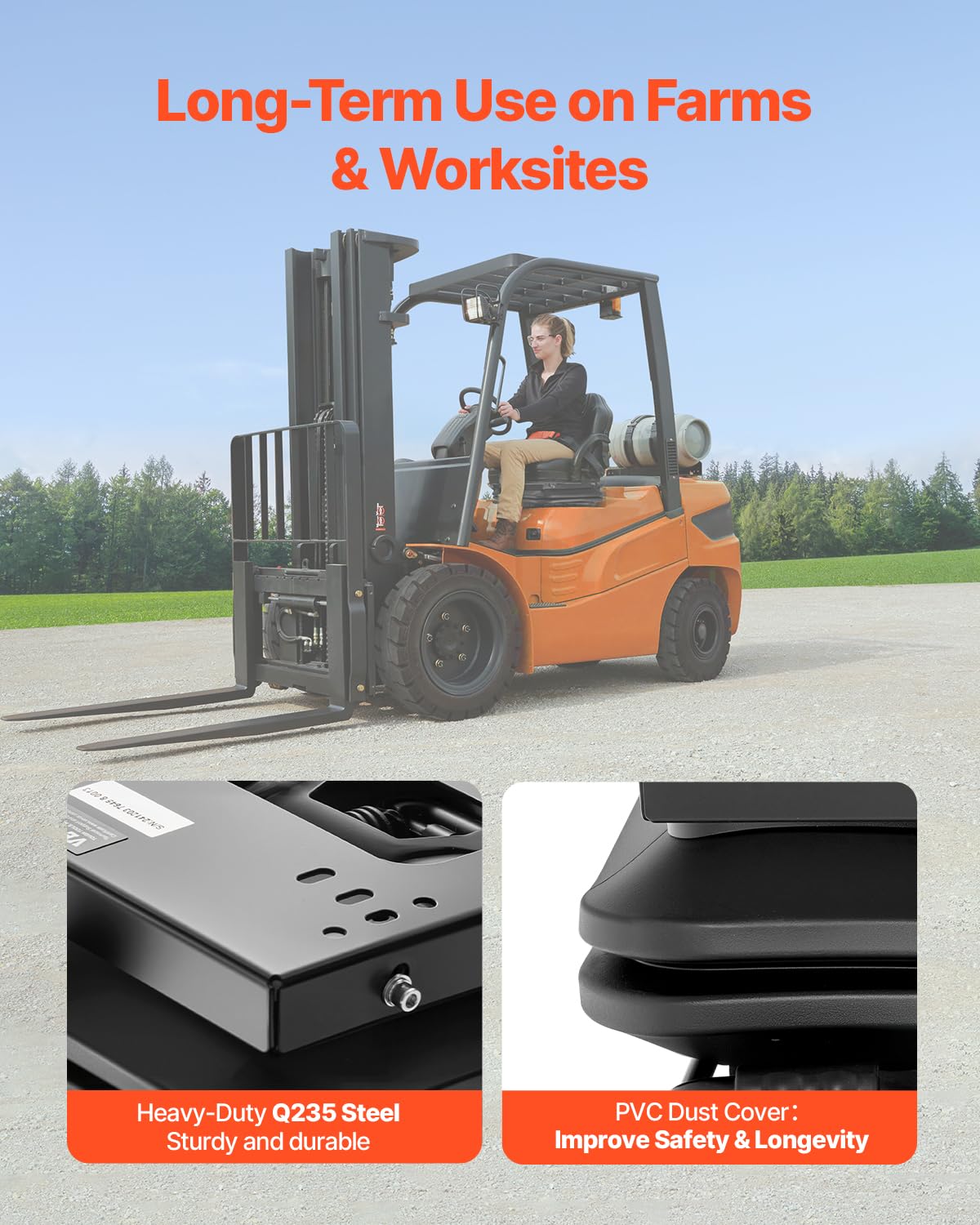 VEVOR Seat Suspension Kit with Seat Slider Track, Universal Seat Suspension with Dust Cover, 6in Front-to-Back Adjustable, Tractor Seat Suspension ‎Kit for Zero Turn Lawn Mower, Forklift