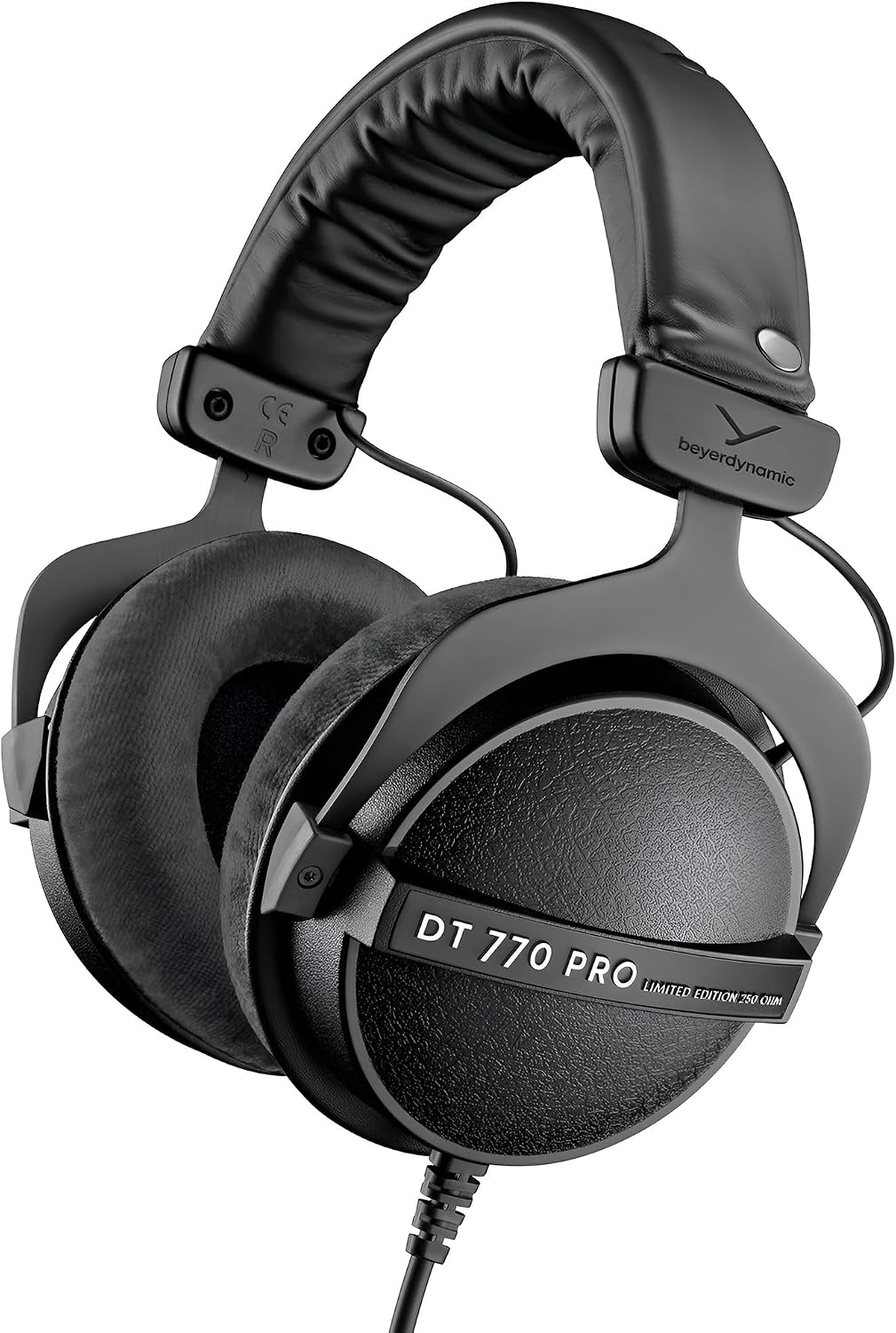 beyerdynamic DT 770 PRO, 250 Ohm, Closed Back, Over Ear, Wired Professional Studio Headphones, Audio Monitors, Audiophile, 3m Coiled Cable, Black with Limited Edition Black Velour Ear Pads