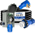 50 Amp Generator Cord and Inlet Box Combo Kit, 15FT NEMA 14-50P to SS2-50R Cord, Pre-Drilled Inlet Box, Waterproof, UL & ETL Listed