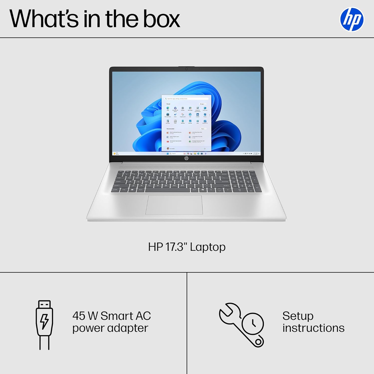 HP 17.3 inch Laptop, FHD Display, Intel Core i5-1334U, 16 GB RAM, 512 GB SSD, Intel Iris Xe Graphics, Windows 11 Home, Natural Silver, 17-cn3399nr