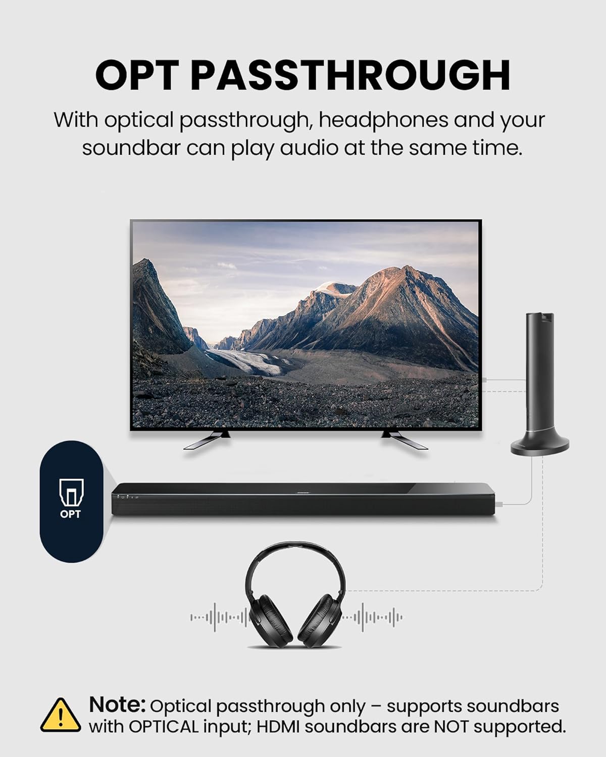 Avantree Opera Aura - Auracast Wireless TV Headphones with HDMI ARC, TV Audio System for Seniors & Hearing Aid Users, Clear Voice, Volume Boost & Audio Sharing