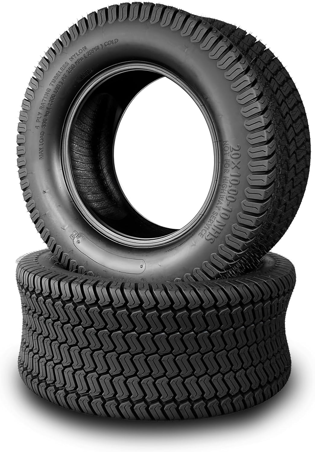 TRIPOWER 20x10.00-10 Lawn Mower Tires - 20x10x10 Tires for Riding Mower Golf Carts and Lawn Garden Tractor, Durable, 4PR Tubeless, 1160lbs Capacity, Set of 2