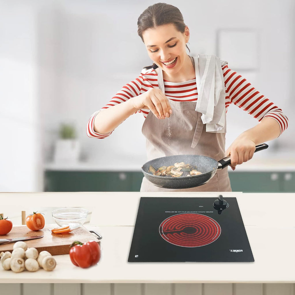Summit 12' Single Burner Electric Cooktop. 115 Volt Radiant Cooktop, ADA Compliant, Black- CR1115