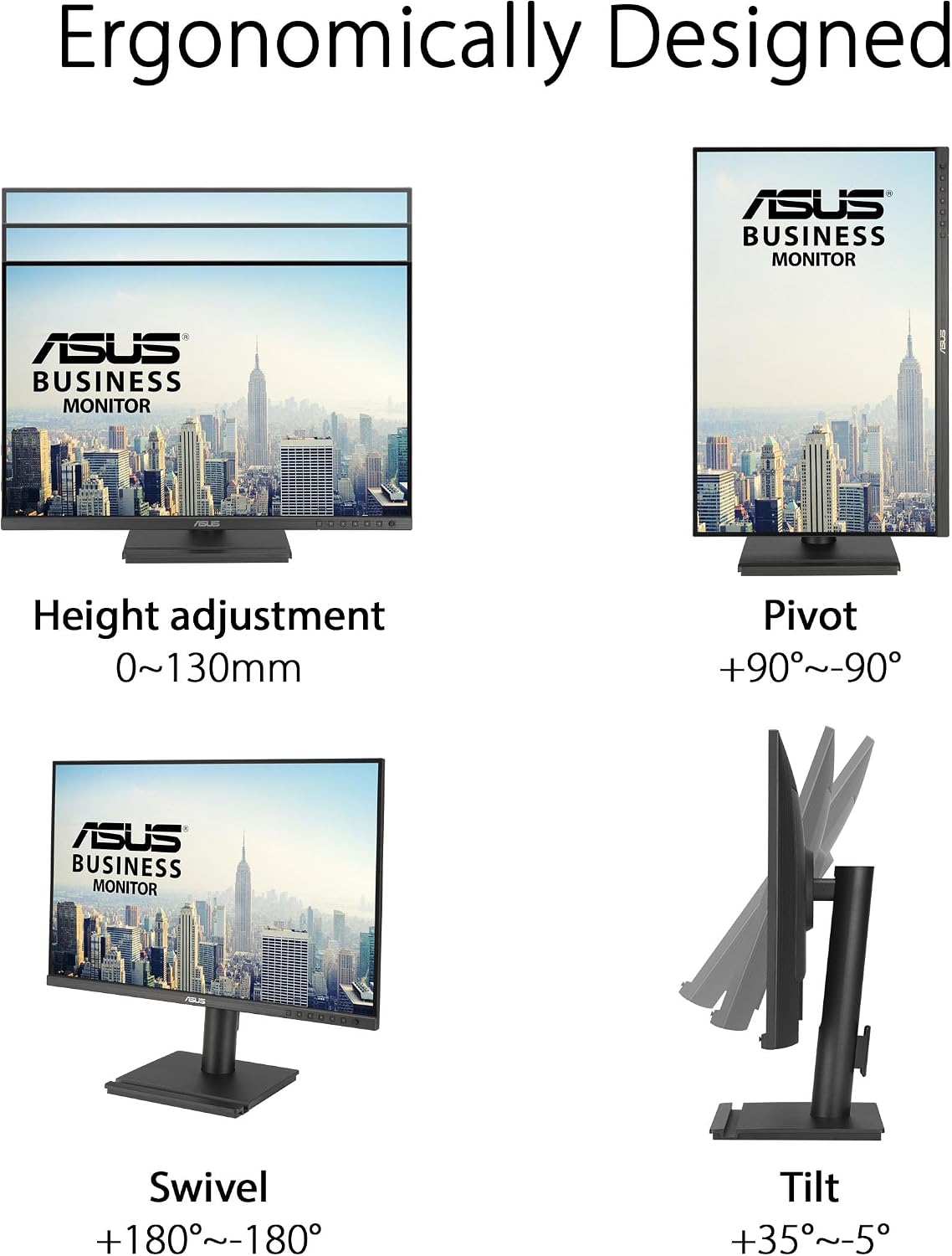 ASUS 24' Business Monitor (BE248QF) - WUXGA (1920x1200), IPS, 100Hz, Frameless, Speakers, Height Adjustable, Ergonomic Design, HDMI, Eye Care, VESA Wall Mountable, 3 yr Warranty