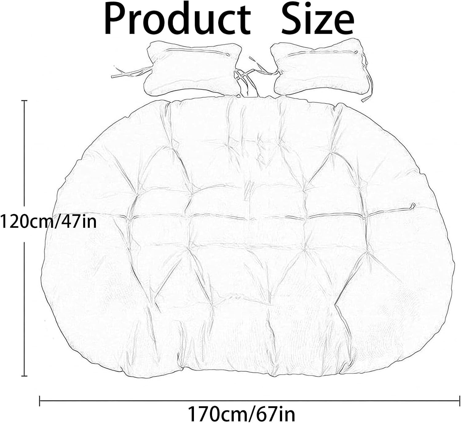 Double Egg Swing Chair Cushion, 2 Person Hanging Egg Chair Cushion Replacement, Hanging Basket Chair Cushion, Hanging Hammock Chair Cushion (K,170 * 120cm/67 * 47in)
