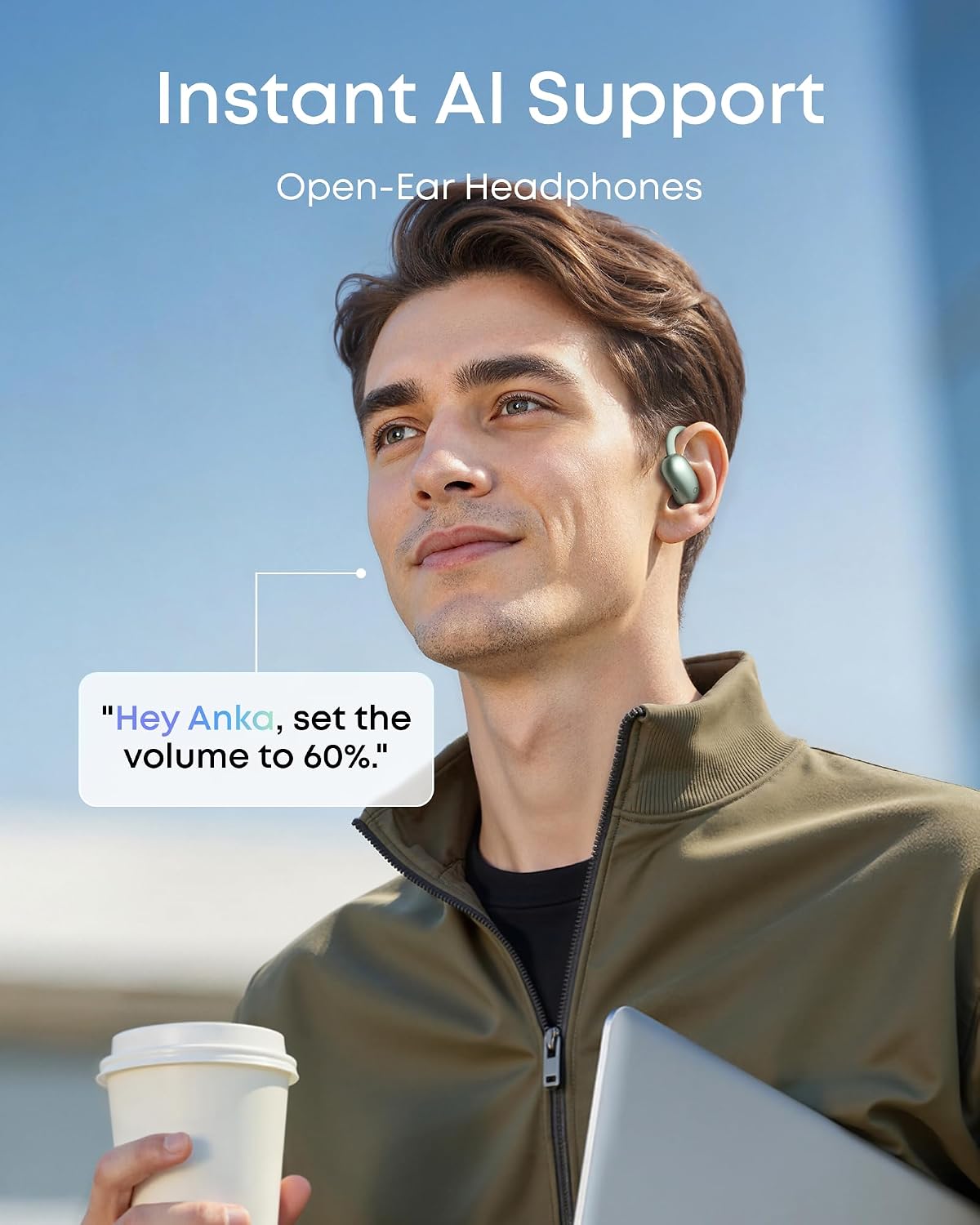 Soundcore AeroFit 2 AI Assistant Open-Ear Headphones by Anker, Pressure-Free Fit, 2X Richer Bass, Real-Time Translation Earbuds, Hi-Res, 35H Playtime, IP55