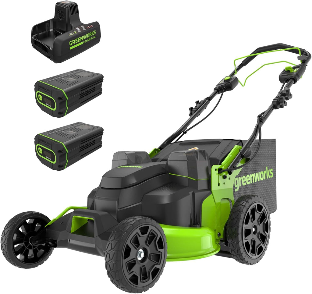 Greenworks 82V 25' Brushless (Self-Propelled) Cordless Lawn Mower, (2) 4.0Ah Batteries and Dual Port Rapid Charger (Great for Landscapers and Professionals)