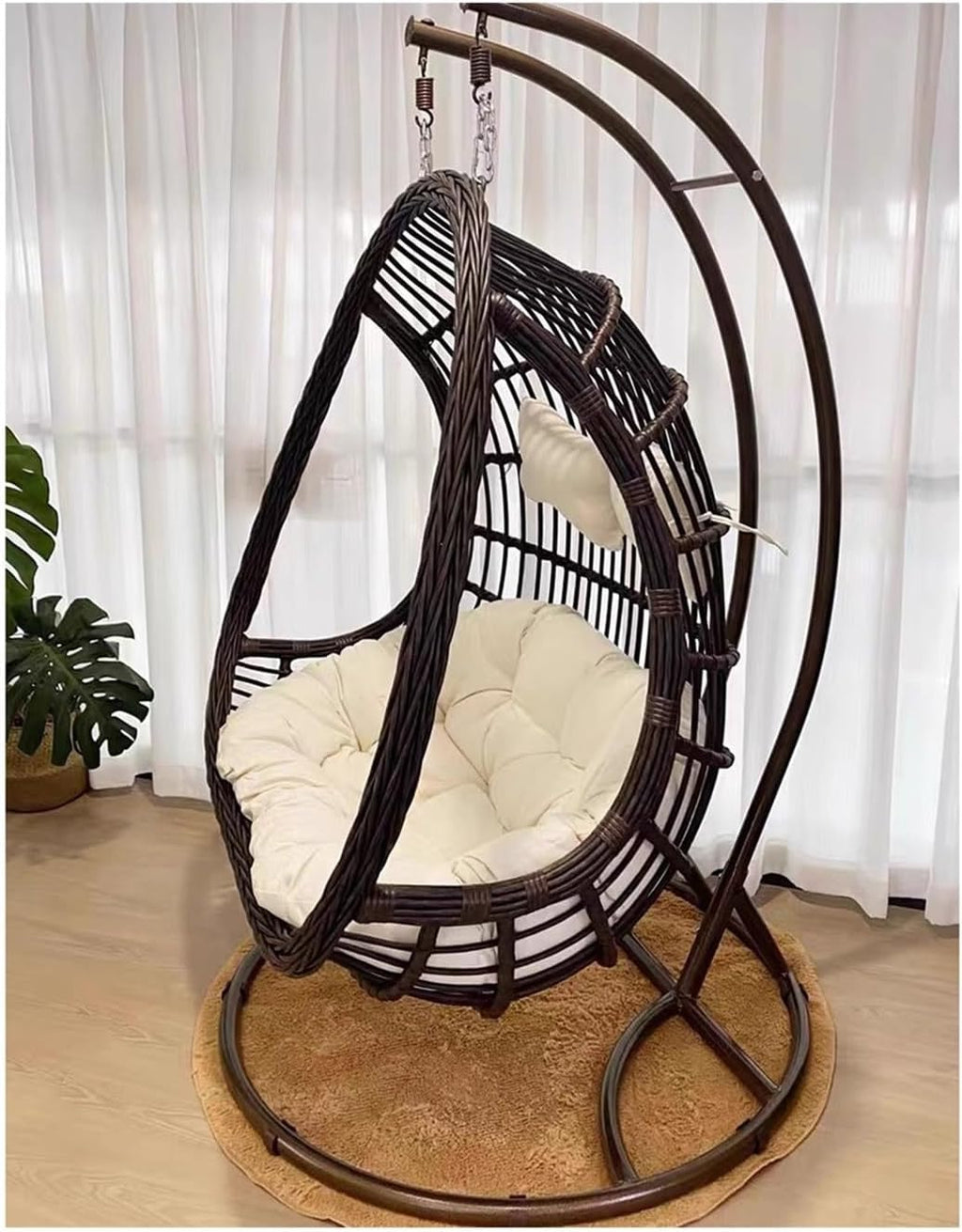 XJOYSL7921 Rattan Chair Hanging Chair Hanging Basket Rocking Chair Indoor and Outdoor Balcony Swing Household Hammock Modern Accent Chair for Living Room