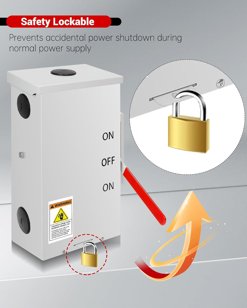 200 Amp Transfer Switch, 48000W General-Duty Double-Throw Safety Switch, 2P 120/240-Volt, Meeting NEMA 3R Standards for Outdoor and Indoor