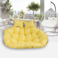 Double People Swing Chair Cushion, Washable Hanging Egg Chair Replacement Cushions, 2 Seater Waterproof Hanging Hammock Chair Seat Pads with 2 Detachable Pillow for Outdoor & Indoor, Yellow