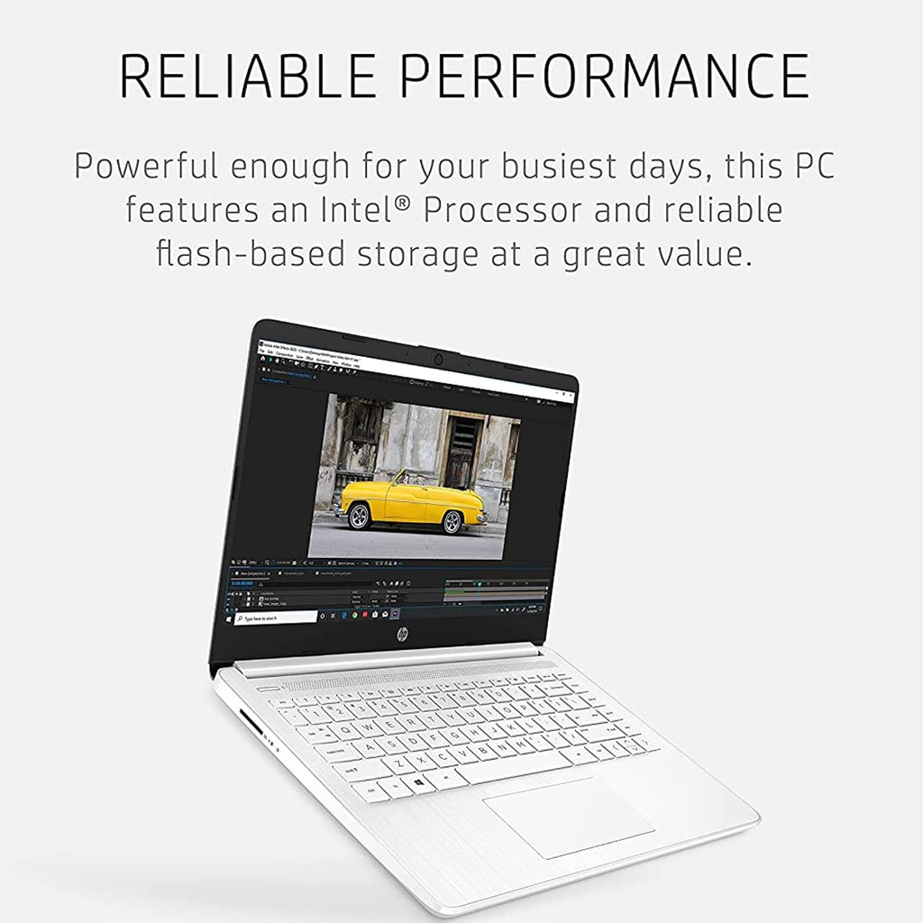 HP Latest Stream 14' HD Laptop, Intel Celeron Processor, 4GB Memory, 64GB eMMC Storage, Fast Charge, HDMI, Up to 11 Hours Long Battery Life, Office 365 1-Year, Win 11 S, Microfiber Bundle, White