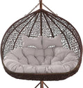 Generic Double Swing Chair Cushion Replacement, Large Egg Chair Cushion with Adjustable Pillow for Indoor Outdoor Garden Balcony Rocking Hanging Basket Rattan Chair Rest Seat Pad(A), Size