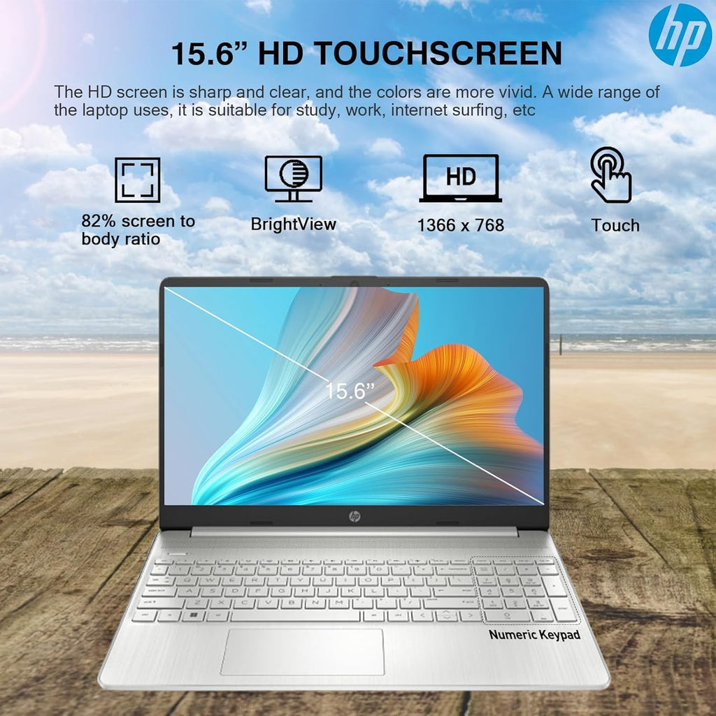 HP Touchscreen Laptop 2025 Flagship 15.6' HD, Lifetime Office 2024, 32GB RAM, 1.5TB Storage (1TB SSD + 500GB Ext), 6-Core Intel i3 Processor, Wi-Fi, Camera, Long Battery, HubxcelAccessory, Win 11 Pro